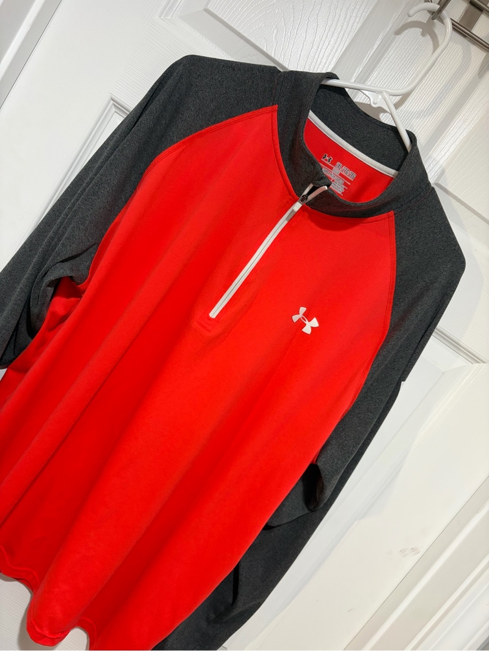 UNDER ARMOUR Men’s Safety Orange and Charcoal Quarter-Zip Performance Pullover
